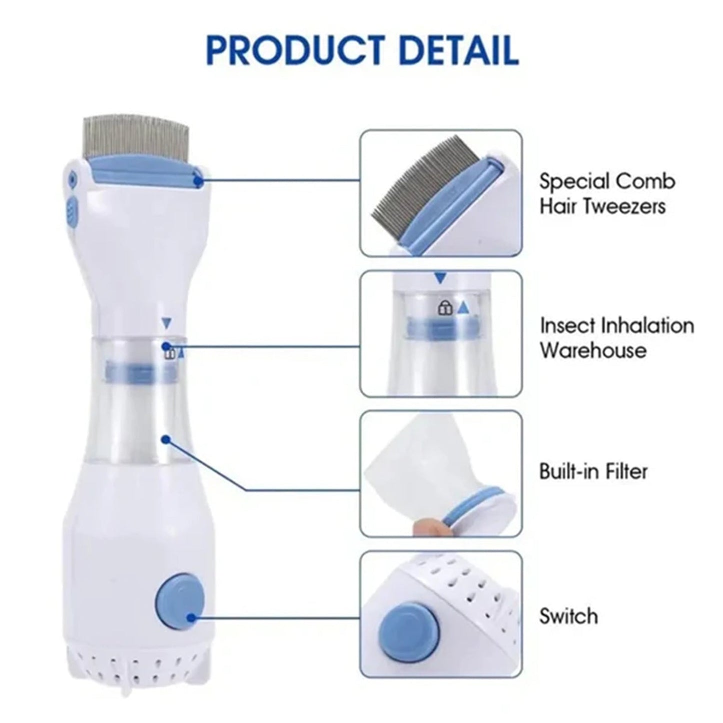 Electric V Comb Head Lice Machine With 4 Filters